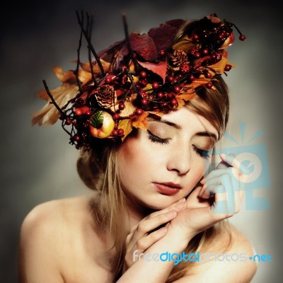 Autumn Lady Stock Photo
