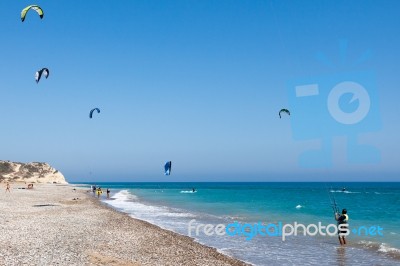 Avdimou, Cyprus/uk - July 25 : Learning To Kite Surf In Avidmou Stock Photo