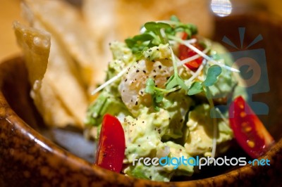 Avocado And Shrimps Salad Stock Photo