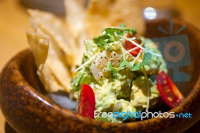 Avocado And Shrimps Salad Stock Photo