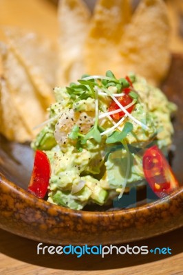 Avocado And Shrimps Salad Stock Photo