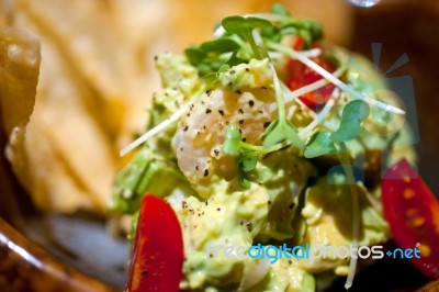 Avocado And Shrimps Salad Stock Photo