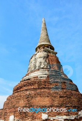 Ayutthaya Pagoda And Blue Sky In Thailand 2 Stock Photo