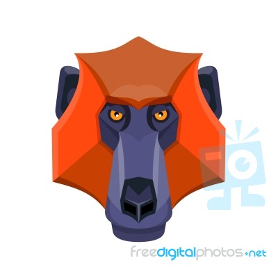 Baboon Head Flat Icon Stock Image