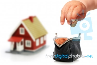 Baby And House Stock Photo