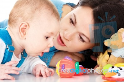 Baby And Mother Stock Photo