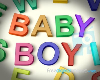 Baby Boy Written In Kids Letters Stock Image
