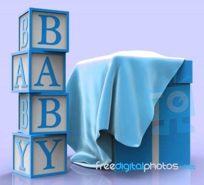 Baby Giftbox Means Infant Child And Present Stock Image