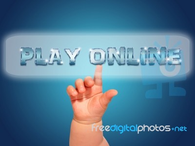 Baby Hand Pressing Button Stock Photo