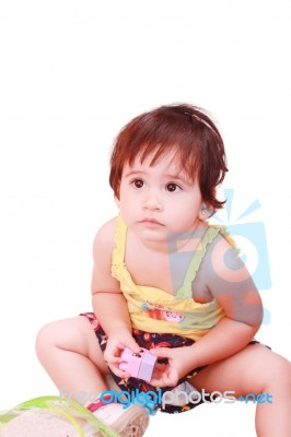 Baby Plays With Toy Stock Photo