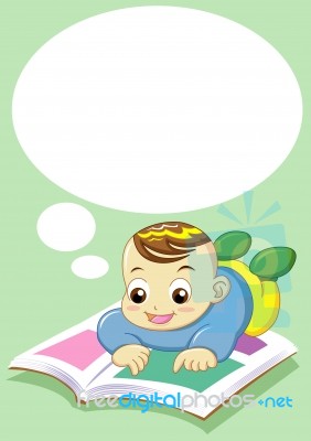 Baby Reading Stock Image