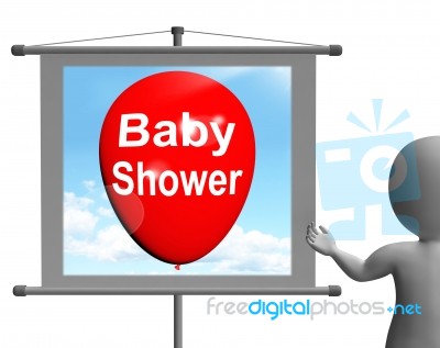 Baby Shower Sign Shows Cheerful Festivities And Parties Stock Image