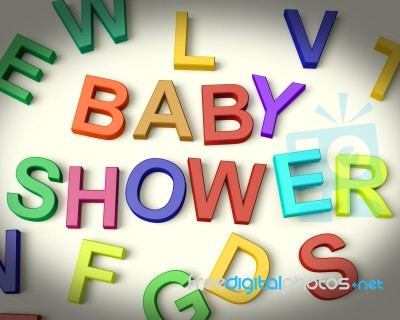 Baby Shower Written In Kids Letters Stock Image