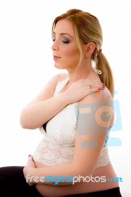 Back Pain During Pregnancy Stock Photo