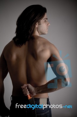 Back Pose Of Muscular Man Stock Photo Back Pose Of Muscular Man Stock Photo