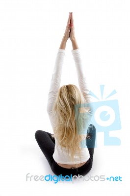 Back Pose Of Woman Doing Yoga Stock Photo Back Pose Of Woman Doing Yoga Stock Photo