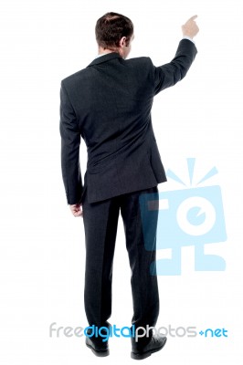 Back View Of Pointing Businessman Stock Photo
