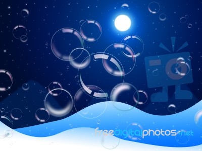Background Bubbles Means Snow Flakes And Backdrop Stock Image