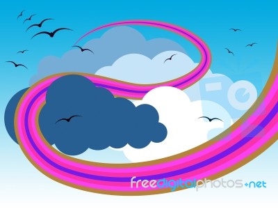 Background Clouds Means Flock Of Birds And Abstract Stock Image