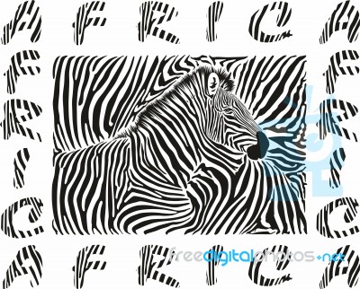 Background With A Zebra Motif With The Text Africa Stock Image