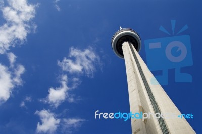 Background With Blue Sky, White Clouds And Cn Tower Stock Photo