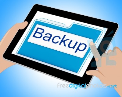Backup File Shows Data Archiving And Administration Tablet Stock Image