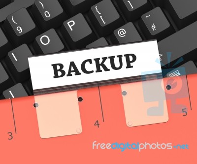 Backup File Shows Organized Paperwork And Computer 3d Rendering Stock Image
