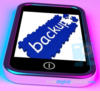 Backup On Smartphone Shows Contacts Recovery Stock Image