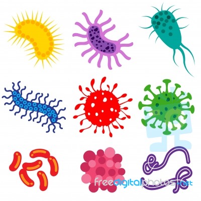 Bacteria And Germs Colorful Set Stock Image