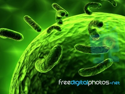 Bacteria Attacking Cell Stock Image