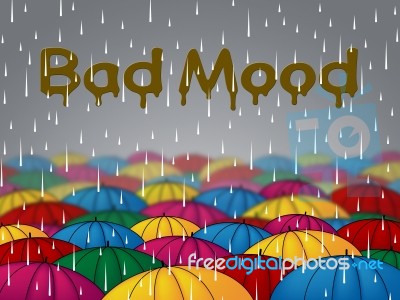 Bad Mood Shows Glum Grumpy And Angry Stock Image
