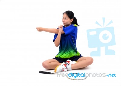 Badminton Player In Action Stock Photo