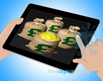 Bag Of Coins Shows British Savings Tablet Stock Image