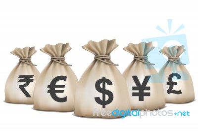 Bags With Currency Symbol Stock Image