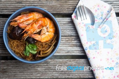 Baked Shrimp Vermicelli Stock Photo