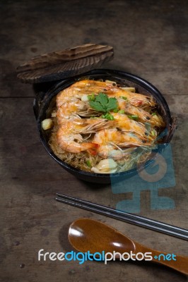 Baked Shrimp Vermicelli Stock Photo