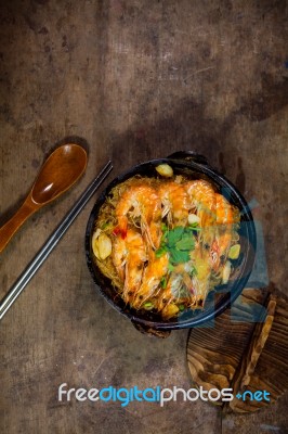 Baked Shrimp Vermicelli Stock Photo