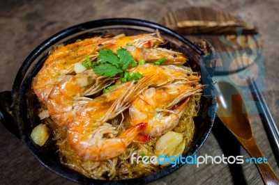 Baked Shrimp Vermicelli Stock Photo