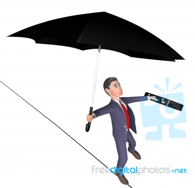 Balancing Character Shows Business Person And Balanced 3d Render… Stock Image