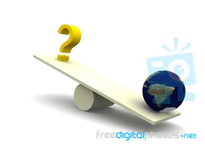 Balancing Question Mark With Earth Stock Image