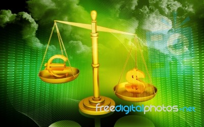 Balancing Scale Euro And Dollar Stock Image