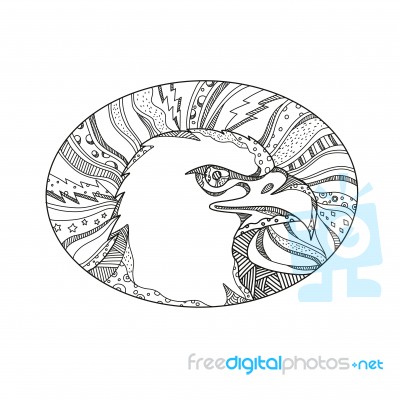 Bald Eagle Head Doodle Art Stock Image