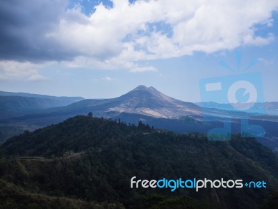 Bali Volcano, Agung Mountain From Kintamani In Bali Stock Photo