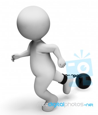 Ball And Chain Means Conquering Adversity And Bound 3d Rendering… Stock Image