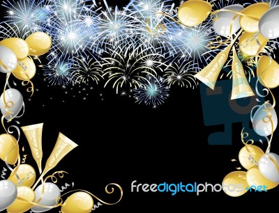 Balloons And Fireworks Stock Image Balloons And Fireworks Stock Image