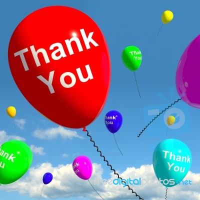 Balloons Floating With Thank You Stock Image