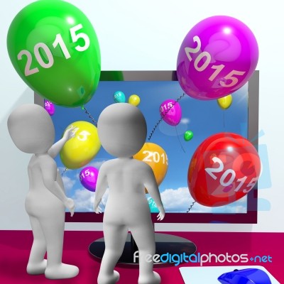 Balloons From Computer Representing Year Two Thousand And Fiftee… Stock Image