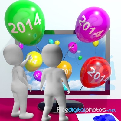 Balloons From Computer Representing Year Two Thousand And Fourte… Stock Image