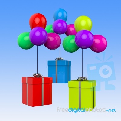 Balloons With Presents Show Birthday Party Or Colourful Gifts Stock Image Balloons With Presents Show Birthday Party Or Colourful Gifts Stock Image