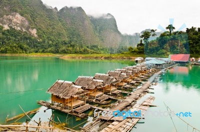 Bamboo Floating Resort Stock Photo